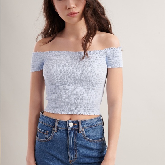 Garage Blue Floral Smocked Off-Shoulder Top - Picture 4 of 4